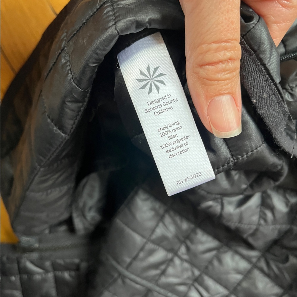 Athleta quilted long black car coat jacket bomber M double zipper normcore prep - Picture 5 of 8